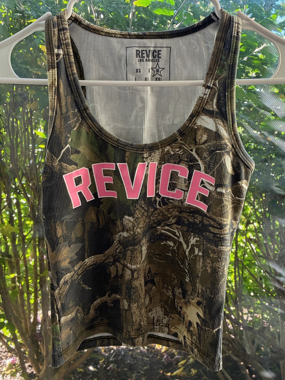 REVICE Camo Tank Top with Pink Logo